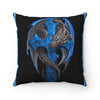 Blue Cross Dragon Polyester Square Pillow Front and Back