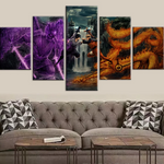Naruto Sasuke Final Valley Fight Anime Canvas Posters Print Wall Art Picture Decor 5 Pieces Canvas
