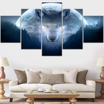 Blue Wolf Light Cloud 5 Panel Canvas Art Home Decoration Living Room Canvas