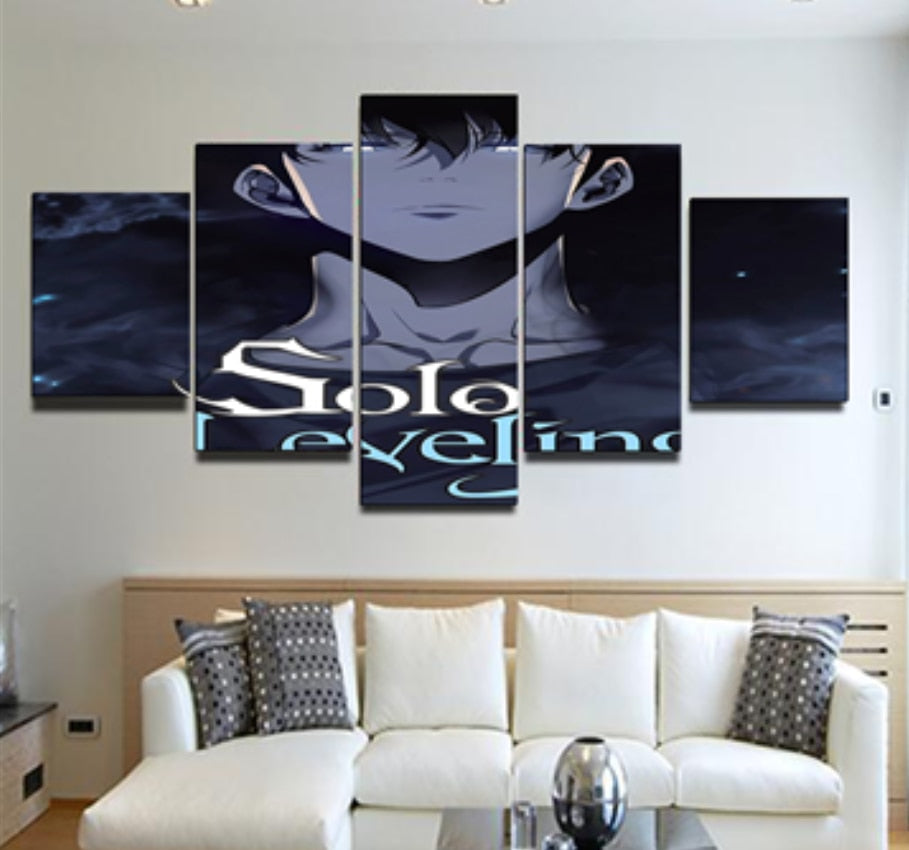 Sung Jin-Woo 5 Panel Canvas Wall Art Home Decor Bedrooms Anime 5 Pieces Solo Leveling Canvas
