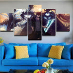 Sung Jin-Woo Crew 5 Pieces Canvas Wall Art Decor Home Living Room Decorations 5 Panel Solo Leveling Canvas