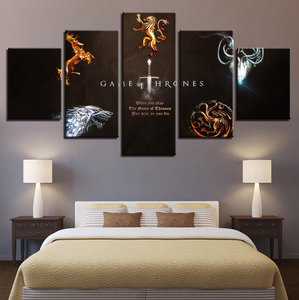 Game of Thrones Know Houses 5 Pieces Canvas Wall Art Home Decor Living Room 5 Panel Canvas