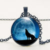 Gothic Custom Necklace Nordic Glass Wolf Cabochon Dark Necklace Pendant Jewelry