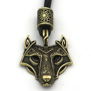 Green Black Red Eyes Wolf Different Amulet Pendant Nordic Bead Valknut Trinity Viking Necklace Talisman Wicca Jewelry
