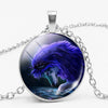 Gothic Custom Necklace Nordic Glass Wolf Cabochon Dark Necklace Pendant Jewelry