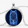 Gothic Custom Necklace Nordic Glass Wolf Cabochon Dark Necklace Pendant Jewelry