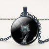 Gothic Custom Necklace Nordic Glass Wolf Cabochon Dark Necklace Pendant Jewelry