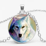 Gothic Custom Necklace Nordic Glass Wolf Cabochon Dark Necklace Pendant Jewelry