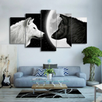 White and Black Wolf 5 Pieces Canvas Wall Art Living Room Decoration Ying Yang Wolves Canvas