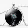 Gothic Custom Necklace Nordic Glass Wolf Cabochon Dark Necklace Pendant Jewelry