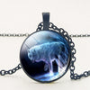 Gothic Custom Necklace Nordic Glass Wolf Cabochon Dark Necklace Pendant Jewelry