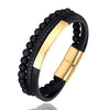 Stainless Steel Stone Beads Bracelet Tiger Stone Bangle Bracelet Stainless Steel Punk Leather Jewelry