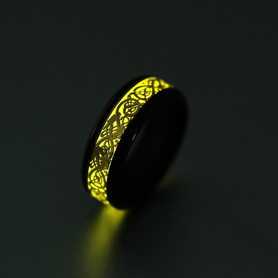 Glowing Luminous Dragon Rings Stainless Steel Different Color Glow In The Dark Fluorescent Ring
