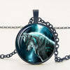 Gothic Custom Necklace Nordic Glass Wolf Cabochon Dark Necklace Pendant Jewelry