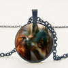 Gothic Custom Necklace Nordic Glass Wolf Cabochon Dark Necklace Pendant Jewelry