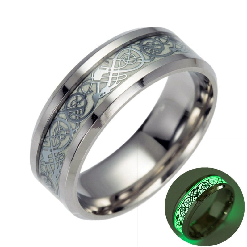 Glowing Luminous Dragon Rings Stainless Steel Different Color Glow In The Dark Fluorescent Ring