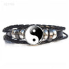 Black White Tai Chi Snap Button Bracelet Different Design Yin Yang Jewelry Steampunk Leather Bangle Weave Jewelry Bracelet