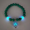 Natural Stones Luminous Glowing In The Dark Lotus Flower Shaped Charm Bracelet Different Colors Jewelry