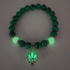 Natural Stones Luminous Glowing In The Dark Lotus Flower Shaped Charm Bracelet Different Colors Jewelry