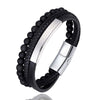 Stainless Steel Stone Beads Bracelet Tiger Stone Bangle Bracelet Stainless Steel Punk Leather Jewelry