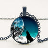 Gothic Custom Necklace Nordic Glass Wolf Cabochon Dark Necklace Pendant Jewelry