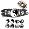 Black White Tai Chi Snap Button Bracelet Different Design Yin Yang Jewelry Steampunk Leather Bangle Weave Jewelry Bracelet