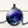 Gothic Custom Necklace Nordic Glass Wolf Cabochon Dark Necklace Pendant Jewelry