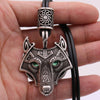 Green Black Red Eyes Wolf Different Amulet Pendant Nordic Bead Valknut Trinity Viking Necklace Talisman Wicca Jewelry