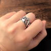 Real Silver Hollow Dragon Ring Sterling Silver Thai Silver Retro Dragon Trendy Ring Jewelry