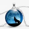 Gothic Custom Necklace Nordic Glass Wolf Cabochon Dark Necklace Pendant Jewelry