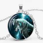 Gothic Custom Necklace Nordic Glass Wolf Cabochon Dark Necklace Pendant Jewelry
