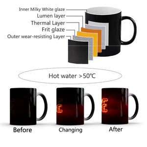 Thermochromic Magic Cup Love Color Changing Mug Ceramic 350ml Coffee Milk Cup Drink