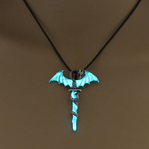 Luminous Necklace Glow In The Dark Sword Vintage Dragon Pendant Necklace Jewelry