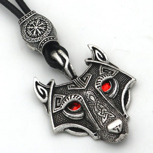 Green Black Red Eyes Wolf Different Amulet Pendant Nordic Bead Valknut Trinity Viking Necklace Talisman Wicca Jewelry