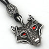 Green Black Red Eyes Wolf Different Amulet Pendant Nordic Bead Valknut Trinity Viking Necklace Talisman Wicca Jewelry