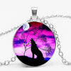 Gothic Custom Necklace Nordic Glass Wolf Cabochon Dark Necklace Pendant Jewelry