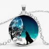 Gothic Custom Necklace Nordic Glass Wolf Cabochon Dark Necklace Pendant Jewelry