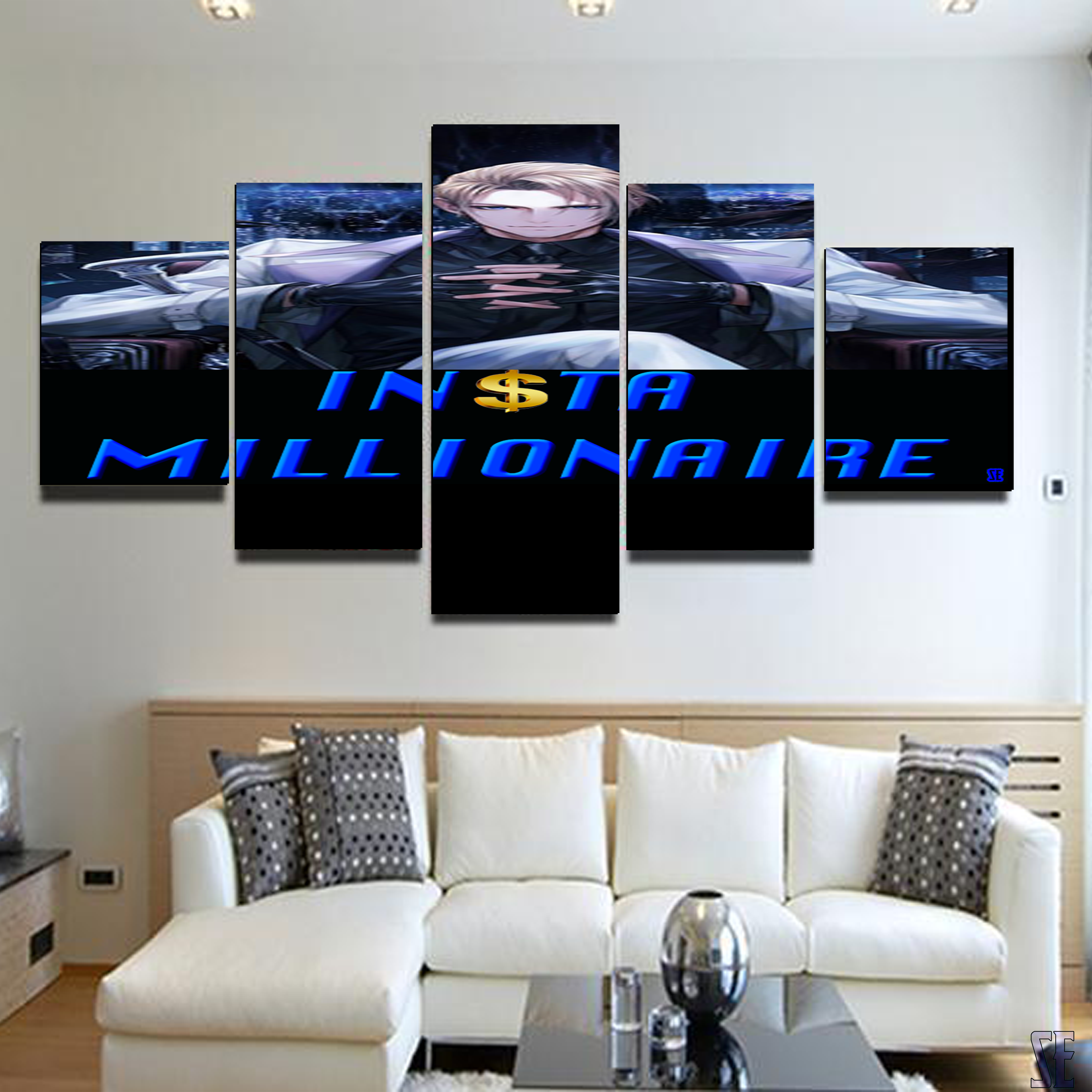 Insta Millionaire 5 Piece Canvas White Suit Wall Art 5 Panel Home Decor Canvas