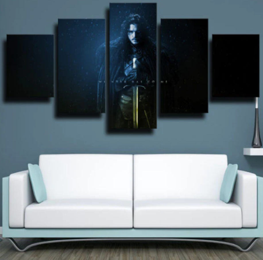 Game of Thrones Jon Snow Sword 5 Pieces Canvas Painting Home Decor Living Room 5 Panel Canvas