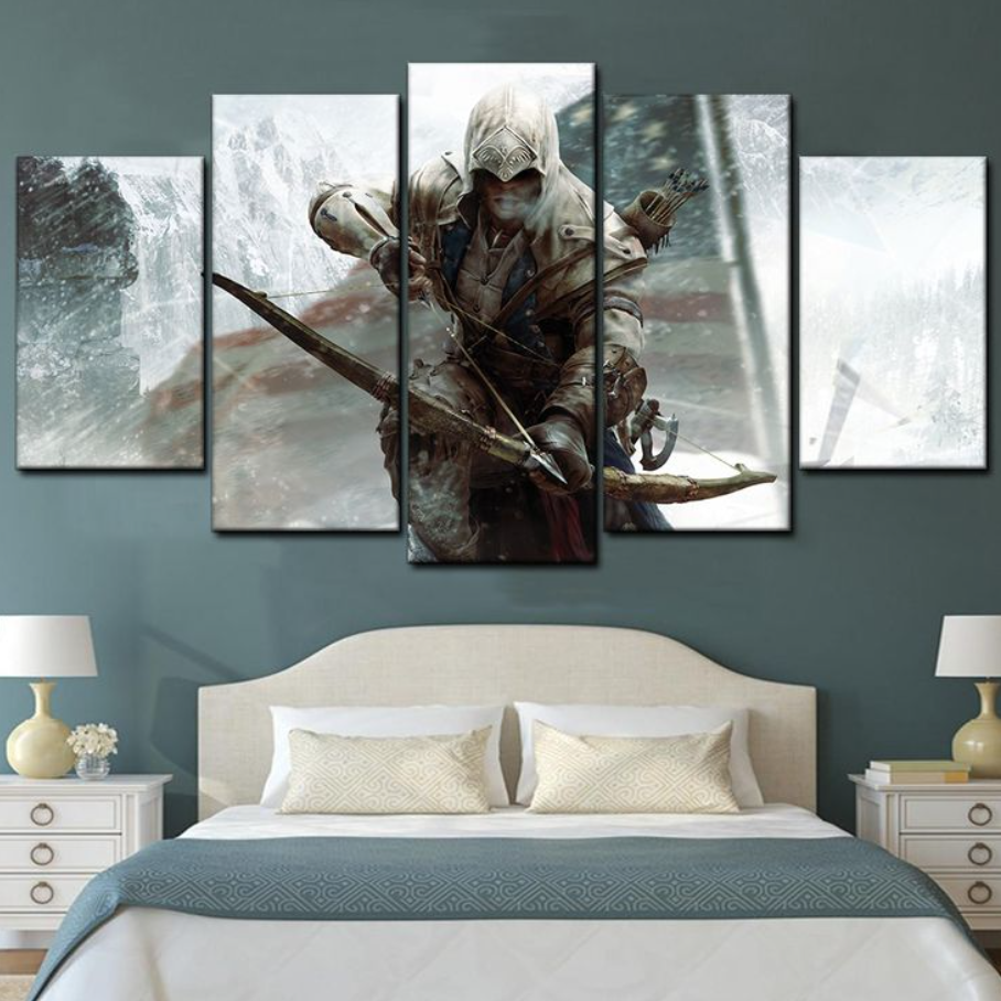 Assassin's Creed III Canvas Art Painting Home Decor 5 Panel Living Room Wall Canvas