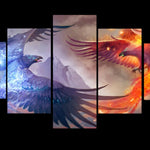 Thunder and Flame 5 Pieces Canvas Wall Art Decor Home Living Room Decorations 5 Panel Thunder Flame Bird Canvas