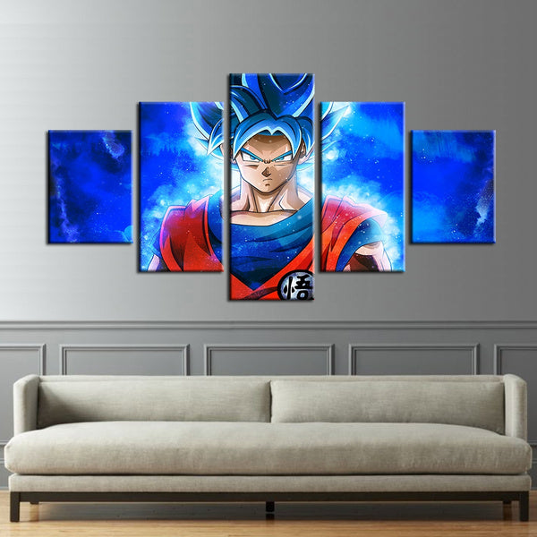 Dragon Ball Super Goku Super Saiyan Blue 5 Pieces Canvas Home Decor Wall Art Living Room Decoration Canvas