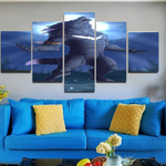 Blue Moonlight Werewolf 5 Pieces Canvas Wall Art Home Decor Living Room Alpha Werewolf 5 Panel Canvas
