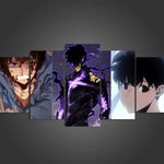 Sung Jin-Woo Evolution Solo Leveling 5 Pieces Canvas Bedroom Home Decor Wall Art Anime 5 Panel Canvas