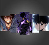 Sung Jin-Woo Evolution Solo Leveling 5 Pieces Canvas Bedroom Home Decor Wall Art Anime 5 Panel Canvas