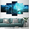 Wolf Moonlight 5 Pieces Canvas Wall Art Home Decor Living Room 5 Panel Canvas