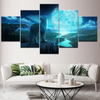 Wolf Moonlight 5 Pieces Canvas Wall Art Home Decor Living Room 5 Panel Canvas