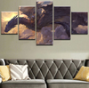 Dragon Rider 5 Pieces Canvas Painting Art Wall Sky Clouds Home Decoration Dragon 5 Panel Canvas