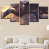 Dragon Rider 5 Pieces Canvas Painting Art Wall Sky Clouds Home Decoration Dragon 5 Panel Canvas