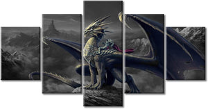 Dragon Rider Warrior 5 Pieces Canvas Wall Art Home Decor Living Room Dragon Warrior Canvas